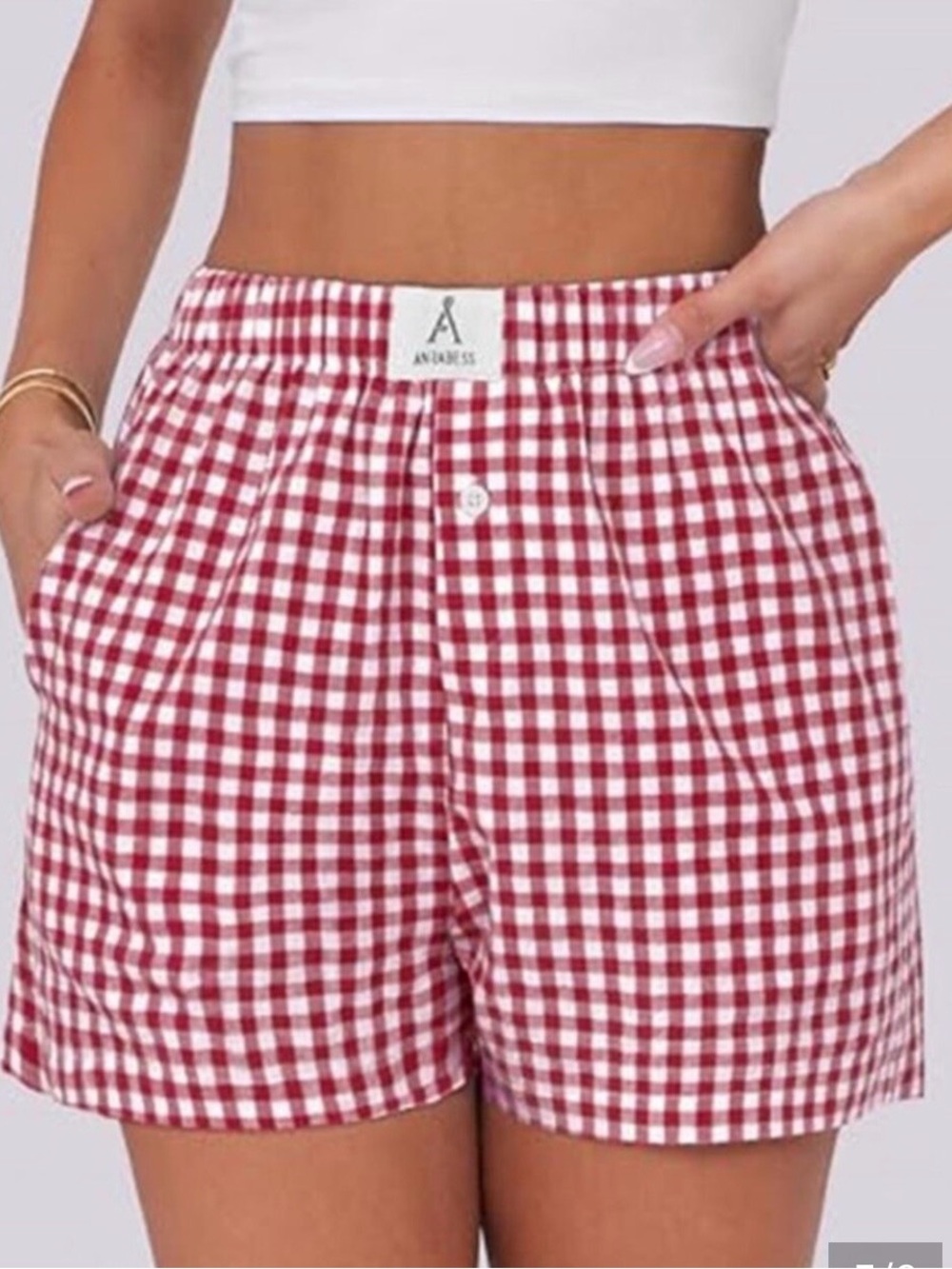 Anrabess red gingham womens boxer shorts